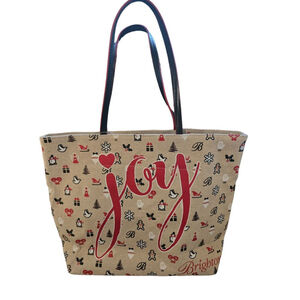 Women's Brighton Holiday Joy Tote Bag One Size Beige Red New Without Tags